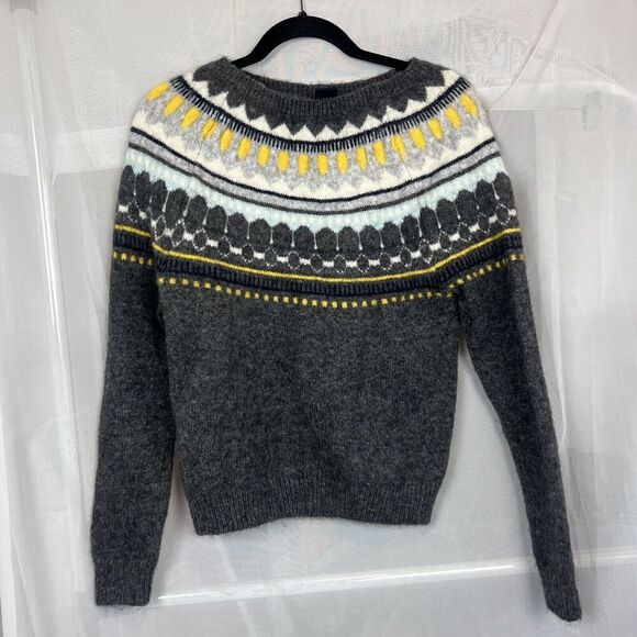 Gap mohair wool blend fair isle sweater Medium nordic winter skiing - Picture 1 of 7